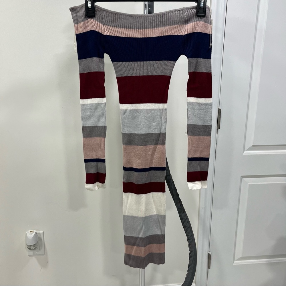 Striped Cold Shoulder Dress